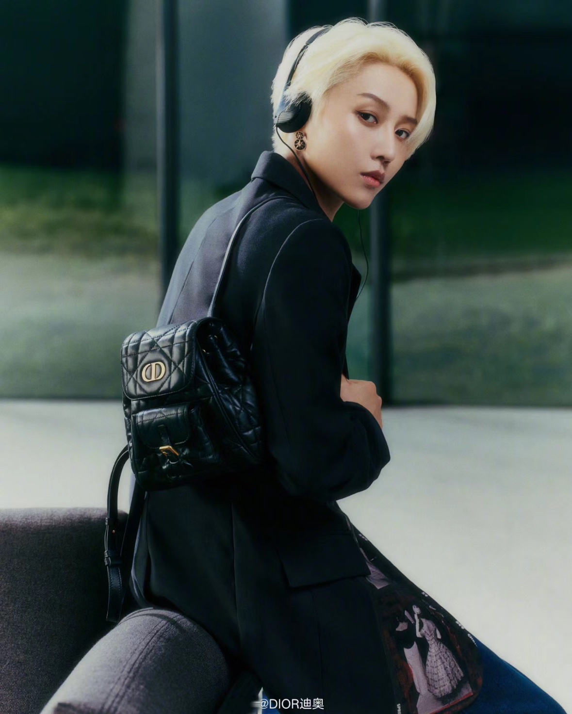 dior caro small cannage quilted drawstring backpack
